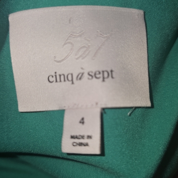 CINQ À SEPT Colina Satin One Shoulder Asymmetric Ruffle Hem Dress Emerald Green - Picture 14 of 16